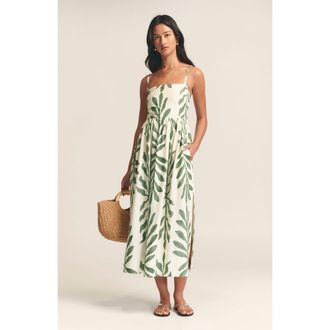 ST MRLO Lanah Midi Dress in Sage Green Leaf at Nordstrom, Size 12