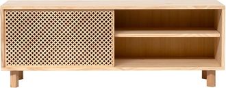 Naan Furniture Mueble de tv 1 puerta de madera natural de celosía 120cm sin barnizar