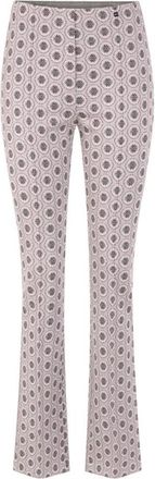 Marc Cain Grafische Print Elastische Scubajersey Broek - Dames - Wijde Broeken - Roze - M - Broeken