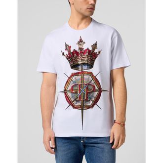 Philipp Plein Round Neck T-Shirt Crown Stones Men in White at Nordstrom, Size Xxx-Large
