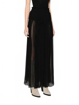 Isabel Marant Pre-Loved Rolande Maxi Chiffon Silk Skirt In Black