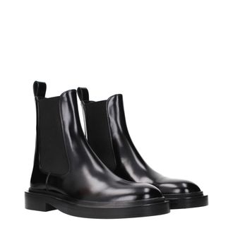 Jil Sander Leather Ankle Boots - Black
