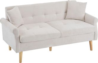 Urban Meuble Sof&aacute; de 2 plazas en tejido chenilla beige con cojines gruesos