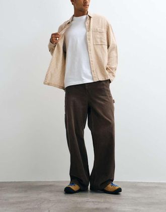 Cotton On Pantaloni super ampi color cioccolato in velluto a coste-Marrone