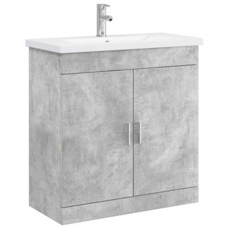 vidaXL Juego De Muebles De Ba&ntilde;o Gris Hormig&oacute;n 81 X 40 X 84,5 Cm Vidaxl