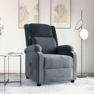 vidaXL Sill&oacute;n Reclinable De Terciopelo Gris Oscuro Vidaxl
