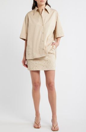 Boss Orange by Hugo Boss Balembroi Button Front Top in Soft Sand at Nordstrom, Size 14