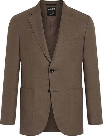 Ermenegildo Zegna Oasi Lino blazer - men - Linen/Flax - 52 - Brown