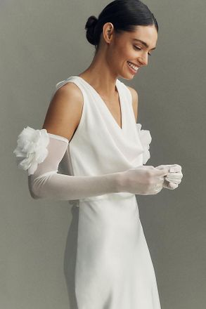 Hutch Sheer 3D Floral Over-the-Elbow Gloves