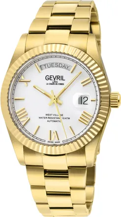 Gevril Group Mens West Village 48952B Swiss Automatic Sellita SW200 Watch - Gold Stainless Steel - One Size