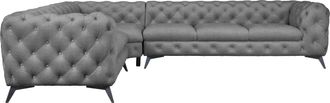HOME AFFAIRE Chesterfield-Sofa »Ecksofa GLYNIS L-Form mit Wellenunterfederung, Masse B/T/H 323/264/75cm« aufwändige Knopfheftung, moderne Chesterfield Optik, Fussf