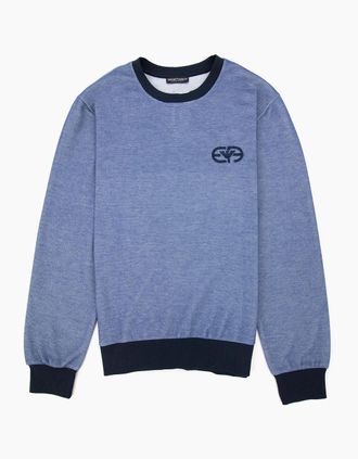Emporio Armani Mens Emporio Armani Ea Crew Neck Sweater Blue - Size: 42