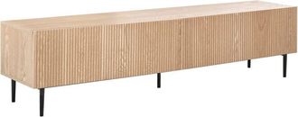 Beliani TV Stand Light Ash Wood MDF Natural Ash Wood Veneer Ribbed Front 2 Drawers Living Room Modern BLYTHE
