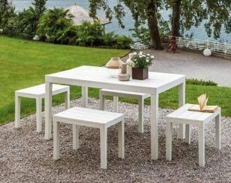 Dmora Mesa De Jard&iacute;n Vasto, Mesa De Comedor Rectangular, Mesa De Jard&iacute;n Multiusos Para Interior Y Exterior, 100% Made In Italy, Cm 138x78h72, Blanco, Con Em