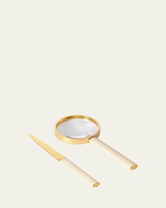 Aerin Faux Shagreen Magnifying Glass and Letter Opener Set