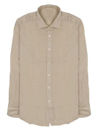 120% Lino Beige Slim-Fit Linen Casual Shirt