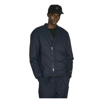 Undercover Gewatteerde V-hals Blouson Jas - Heren - Zomerjassen - Blauw - S - Polyester - Jassen