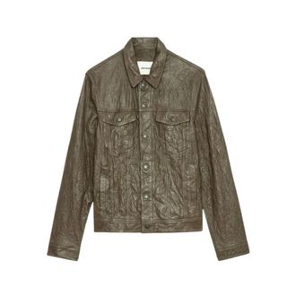 Zadig&Voltaire Jassen, Heren, Bruin, L, Leer, Crinkle Leren Jas