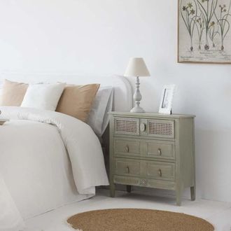 Wanderlust Deco Mesita de noche de madera de 3 cajones 65 x 36 x 70h cm