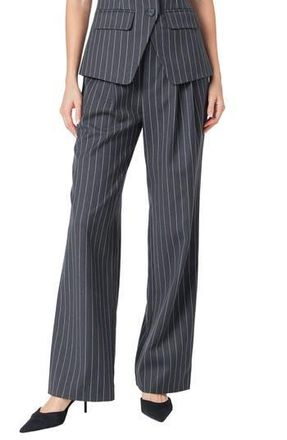 endless rose Pinstripe High Waist Trousers in Charcoal at Nordstrom Rack, Size X-Small