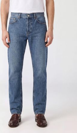 Dondup Jeans straight fit in denim di cotone a vita media con cinque tasche