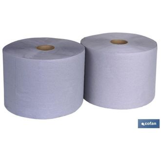 cofan Bobina Industrial Reciclada Azul 250mts (2 Rollos), Bobina Industrial De Papel Secamanos Reciclado Que Garantiza Una Resistencia Y Capacidad De Absorc
