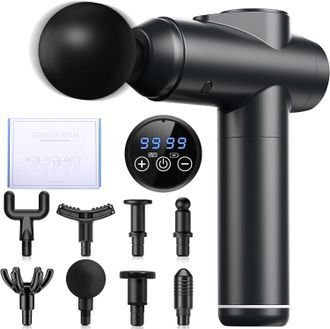 OEM Pistola De Masaje Muscular, Masajeador Muscular De Percusi&oacute;n, 99 Velocidades, Con Pantalla T&aacute;ctil Lcd, 8 Cabezales Para La Relajaci&oacute;n De Los Hombros Y