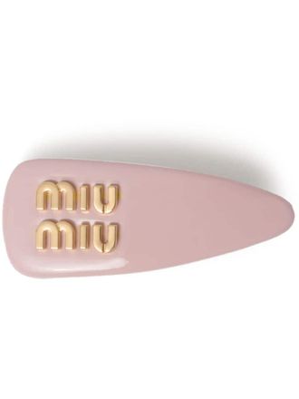 Miu Miu patent-leather hair clip - women - Lamb Skin/Brass - One Size - Pink