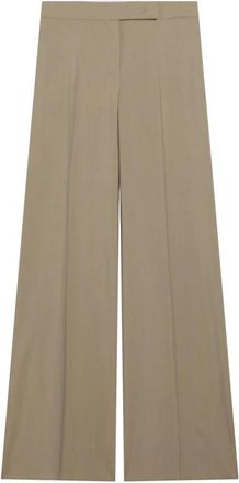 Max Mara Mxsbronte Broek - Dames - Wijde Broeken - Beige - S - Wol - Broeken