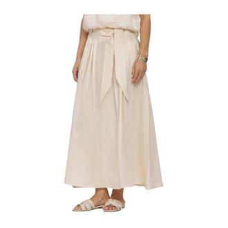 Greek Archaic Kori S26K-1002026 Maxi Rok - Dames - Rokken - Beige - Maat: L Linnen