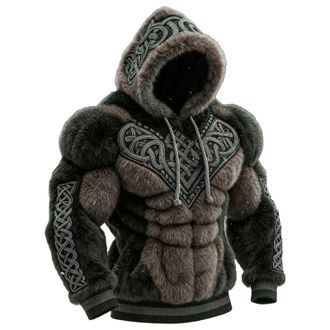 Generic Mens Ugly Christmas Sweatshirt Hoodies Soft Plush, Muscle Pattern Flannel Fuzzy Sherpa Warm Pullovers Ribbed Cuff Funny Novelty Fashion Holiday Partie