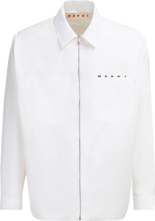 Marni White Zip-Up Shirt