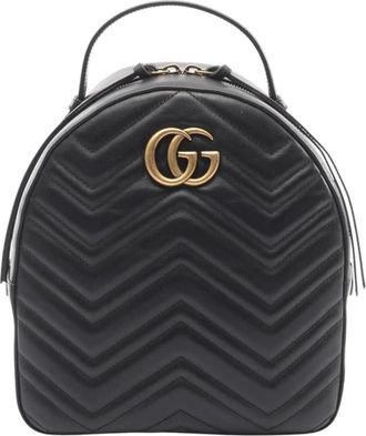 Gucci Pre-owned GG Marmont Rugzak - Dames - Vintage Rugzakken - Zwart - ONE Size - Leer - Vintage