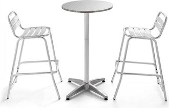 Oviala Tavolo da bar in alluminio e 2 sgabelli