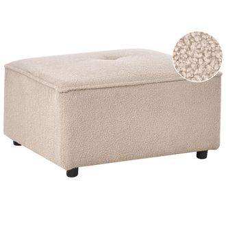 Beliani Otomana Rectangular De Boucl&eacute; Sala De Estar Estilo Moderno Beige Axebo
