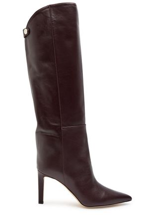Jimmy Choo London Alizze 85 Leather Knee-high Boots - Burgundy - 40 (IT40 / UK7)