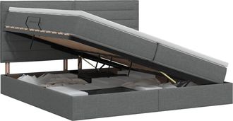 vidaXL Cama Con Almacenamiento Y Colch&oacute;n Gris Oscuro 200 X 200 Cm Tela Vidaxl