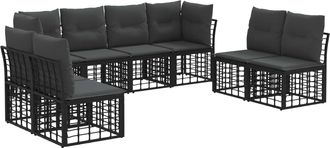 vidaXL Conjunto De Sof&aacute;s De Exterior Negro Poli&eacute;ster Vidaxl
