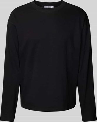 Weekday Longsleeve mit geripptem Rundhalsausschnitt in Black, Gr&ouml;&szlig;e XL