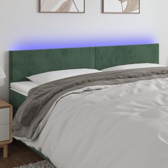 vidaXL Cabecero Con Led De Terciopelo Verde Oscuro 200x5x78/88 Cm Vidaxl
