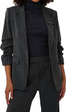 Esqualo Stripe Stud Blazer In Dark Grey Melange