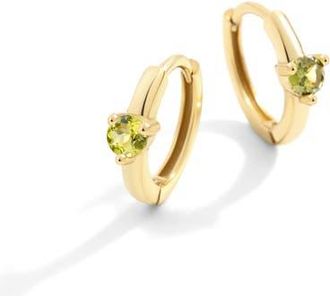 Mint & Lily Solitaire Birthstone Huggie Hoop Earrings in August Peridot at Nordstrom