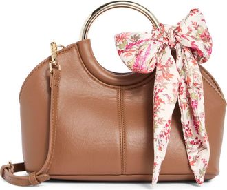 Steve Madden Gwenie Faux Leather Handbag With Scarf in Nutshell at Nordstrom Rack