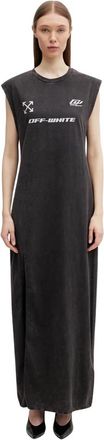 Off-white Jurk met marmerprint en logo - Dames - Maxi kleedjes - Zwart - XS - Katoen - Kleedjes