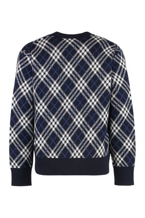 Burberry Argyle Wool Cardigan - Navy