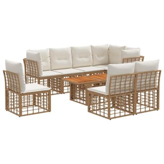 vidaXL Conjunto De Sof&aacute;s De Jard&iacute;n 9 Uds. Natural Y Crema Vidaxl