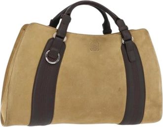 Loewe Pre-owned Handbags, female, Beige, Size: ONE SIZE Pre-owned Suede Handbag
