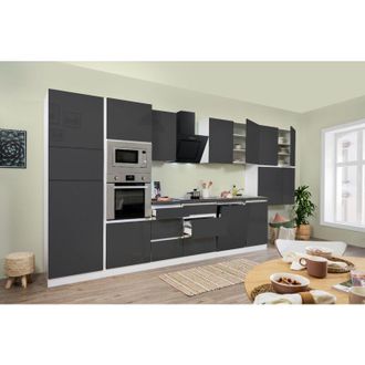 Respekta Cucina blocco cucina blocco cucina senza maniglie bianco grigio Lorena 445 cm Respekta