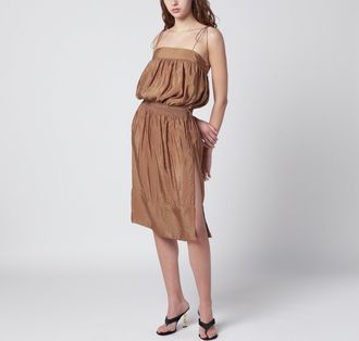 Saint Laurent Caramel-coloured nylon blend crepe dress