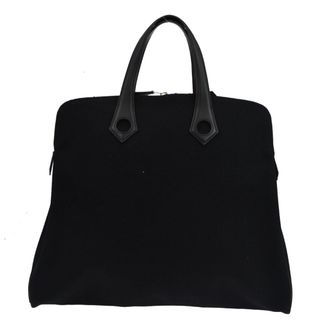 Herm&egrave;s Heeboo Toile Black Canvas Handbag (Pre-Owned)